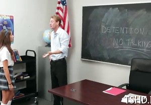 Classroom-based fucking session with a brunette