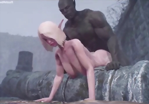 3D doll with gigantic boobs fucked by a brutal monster
