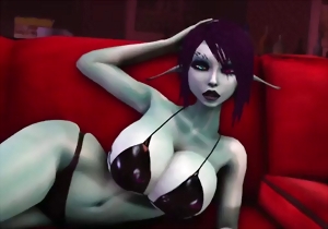 Lusty lady with nice big boobs in a lesbian 3D porn